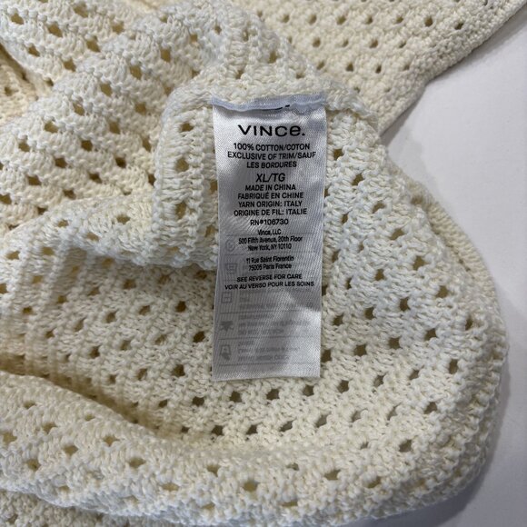 XL Vince Cotton Top Open Crochet Soft Breathable Scoop Neck Short Sleeve Italian - Picture 7 of 10